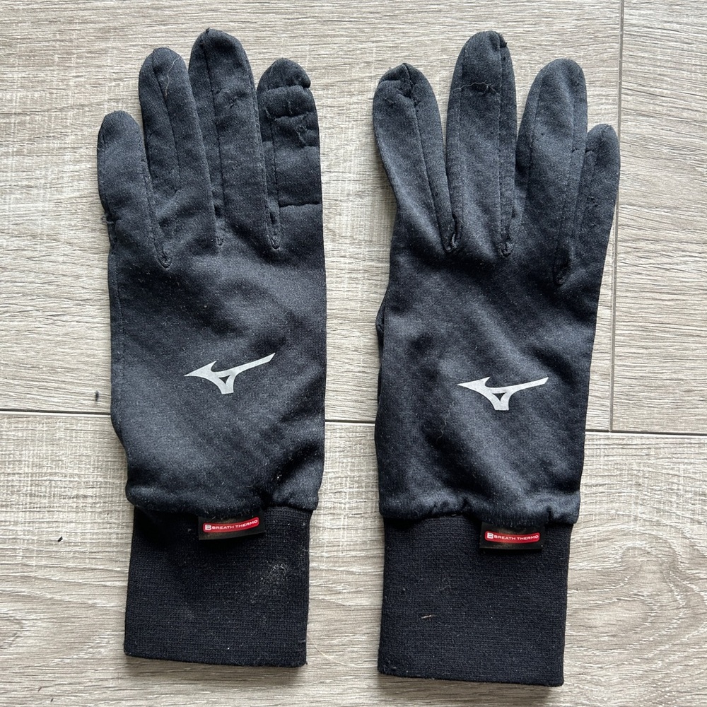 Mizuno Breath Thermo Black Running Gloves Size M